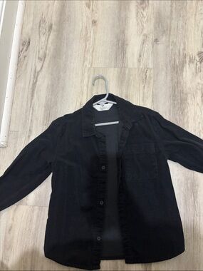 H&M Black Button-Front Denim Shirt Jacket